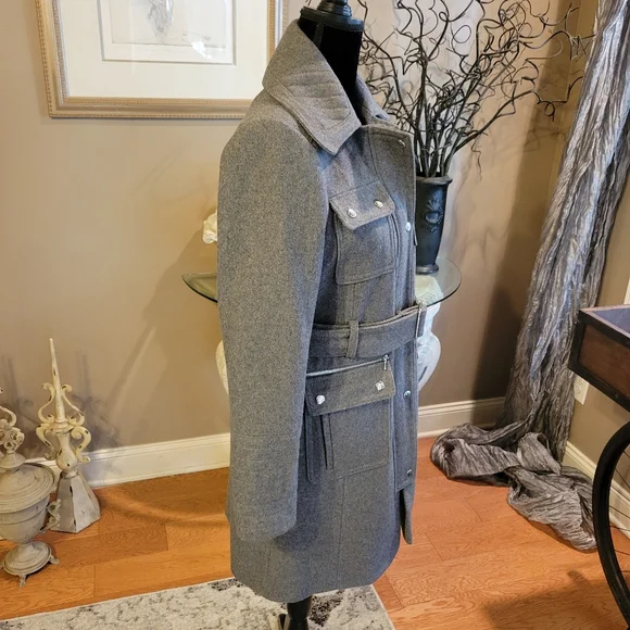 Bebe Military Style Wool Blend Jacket - Picture 10 of 14